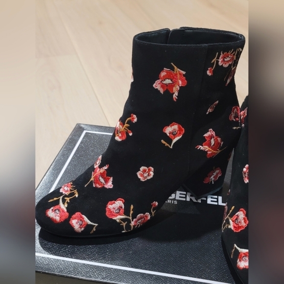 Cc- Karl Lagerfeld Edith floral suede black boots - Picture 6 of 9